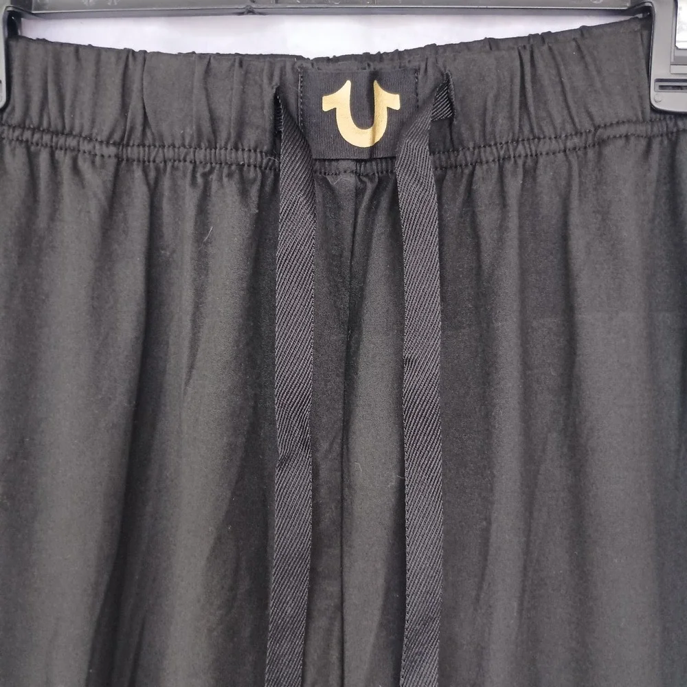 True Religion Black Lounge Jogger Pants Gold Logo Men's NWT
